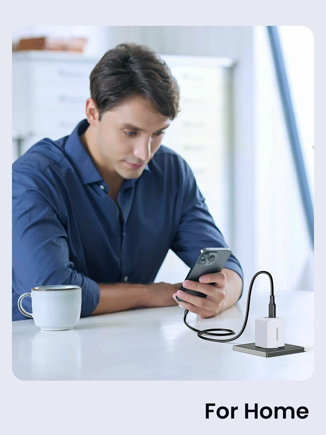 65015 Зарядное устройство UGREEN X516 GaN 30W 1xUSB-A, 2-xUSB-C. Цвет: белый